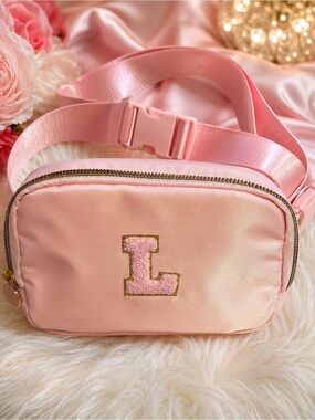 Pink Kids Crossbody Bag with Letter L